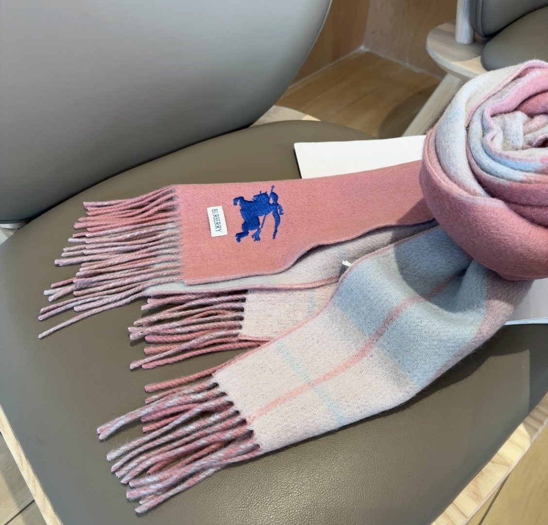 Burberry Reversible Plaid Fringed Scarf — front