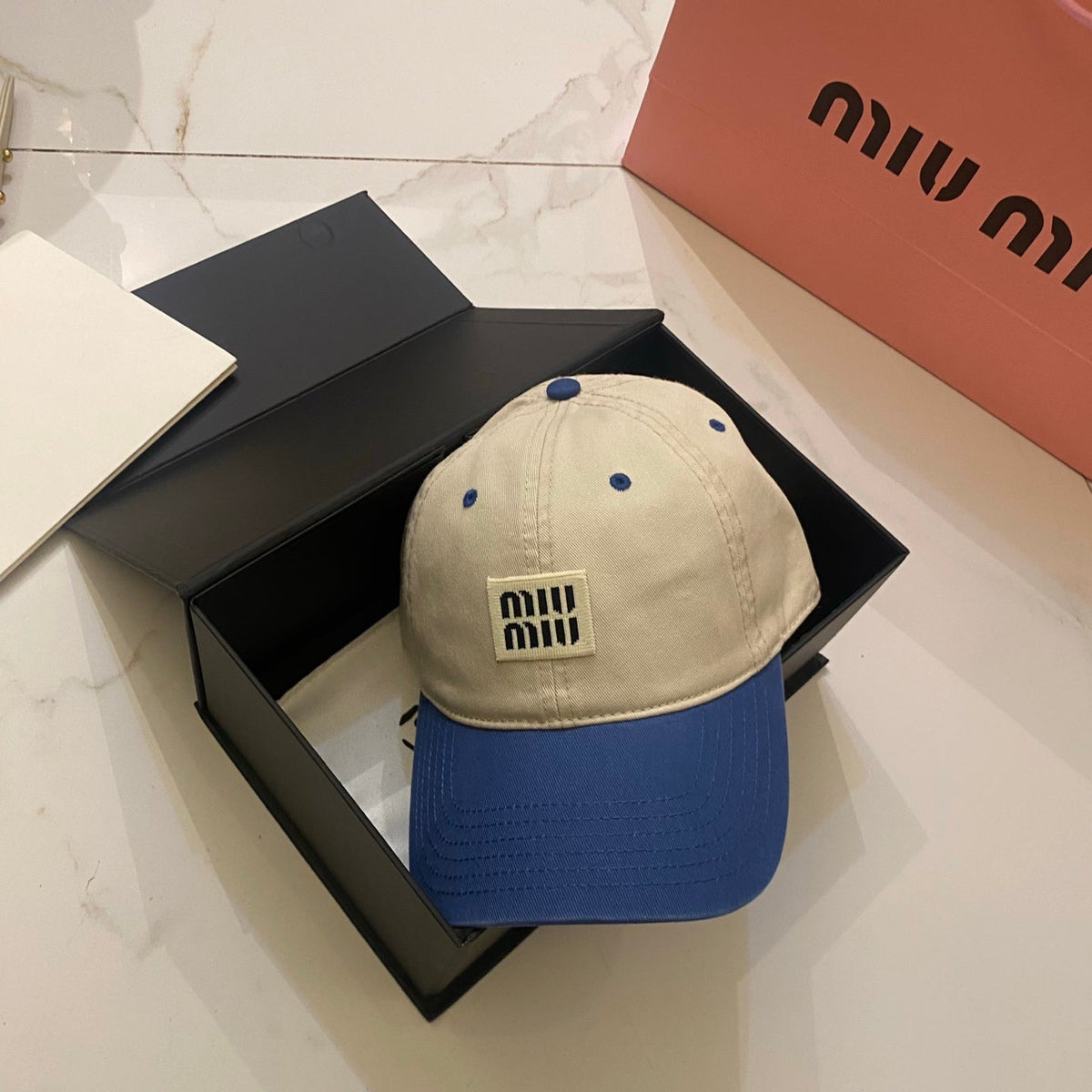 Miu Miu Color-Block Logo Baseball Cap